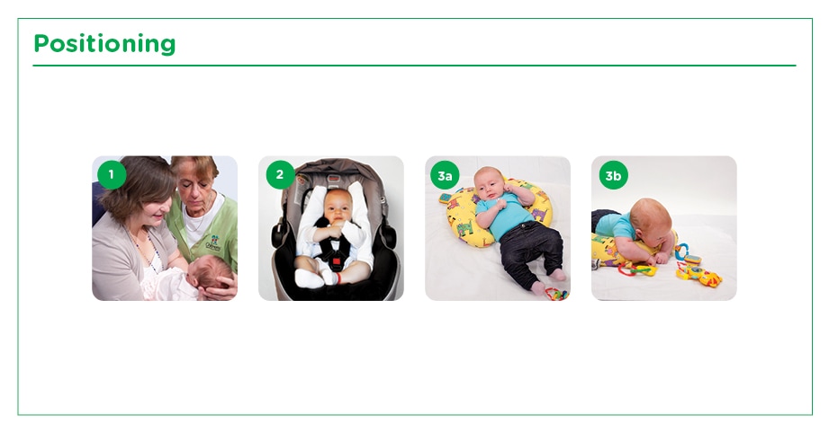 Diagram showing positions to help prevent a flat head.