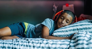 Boy listening to music