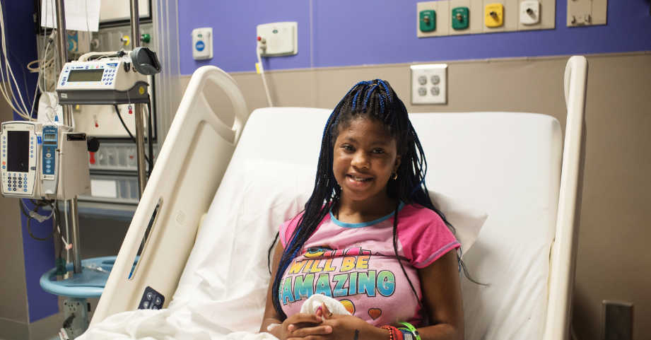 Sickle cell patient in hospital bed