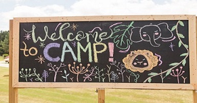 welcome to camp chalkboard sign