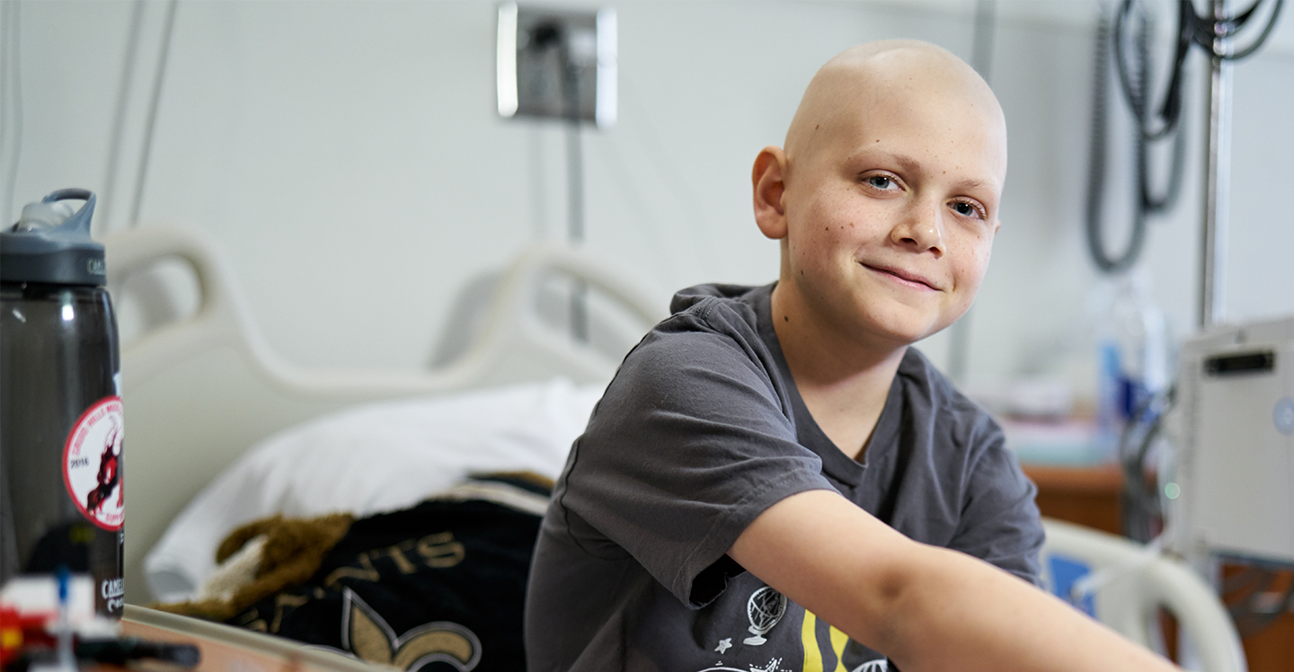 pediatric solid tumor cancer patient in hospital room