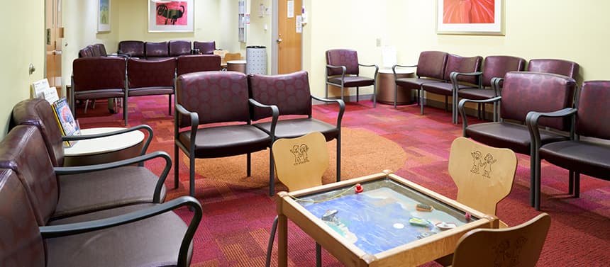 hospital waiting room with games