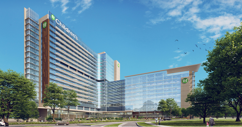view of the future main entrance of the new Children’s hospital